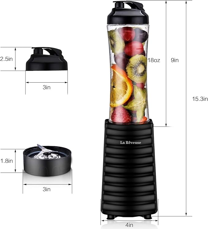 La Reveuse 300W Personal Size Blender (Grey) + La Reveuse 300W Personal Size Blender (Black)