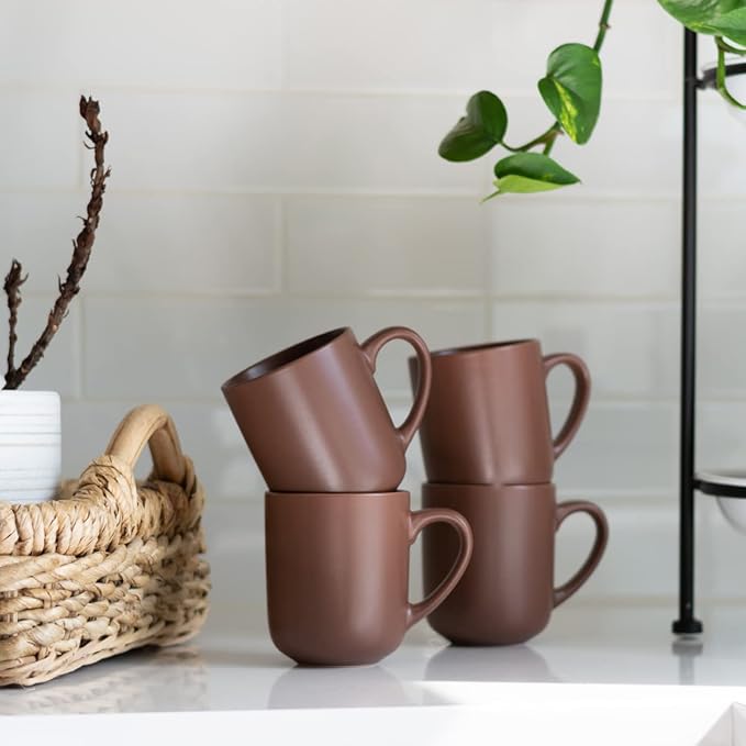 Everything Kitchens Modern Flat 16-Piece Dinnerware Set | Brown