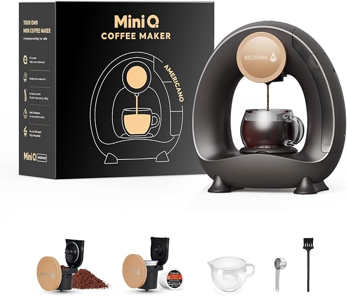 Single Serve Coffee Maker For K Cup Pod and Coffee Grounds /Tea Fast Brew in 2 minutes 2 IN 1 One Button Coffee Machine 4-8 Oz Brew Sizes Stylish＆Compact For Home Office RV and Dorm Black