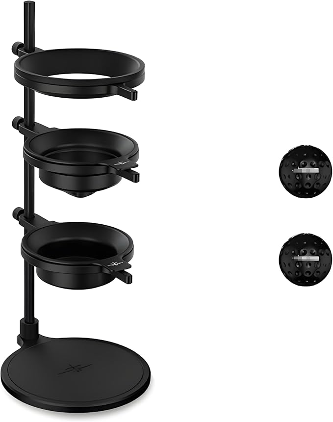 Coffee Dripper Stand with 2 Pcs Espresso Cooling BallHeight Adjustable Metal Pour Over Coffee Stand Elegant Gift for Coffee Dripper Brewer Lovers (Black)