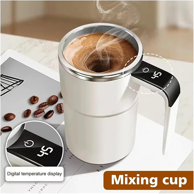 Self Stirring Coffee Mug Automatic Mixing Cup Touch Control Digital Temperature Display 304 Stainless Steel Multifunctional Mixing CupElectric Stirring Cup