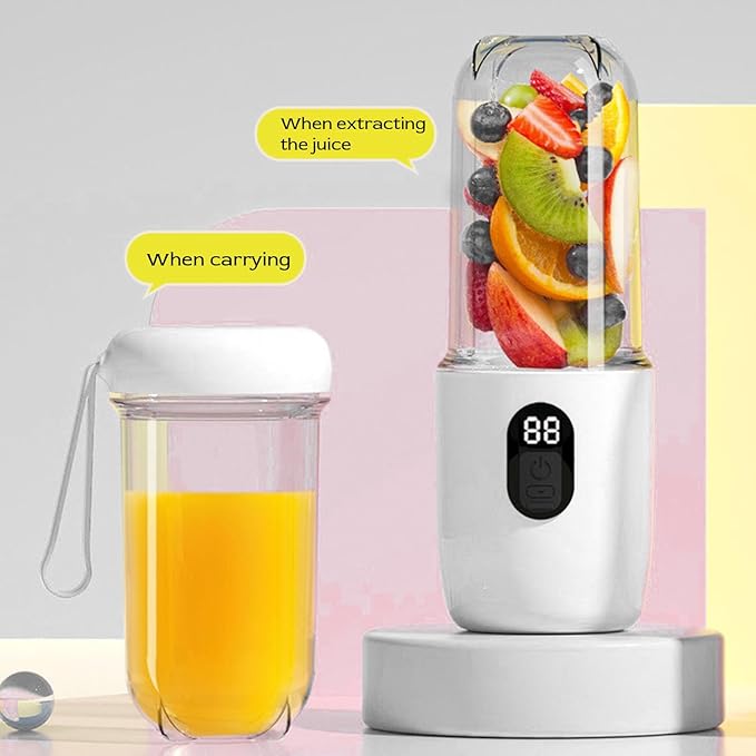 Portable Blender 500ml USB Rechargeable Electric Blender with 16 Leaves Stainless Steel Cutter for Shakes and Juices in Gym Travel Office Kitchen