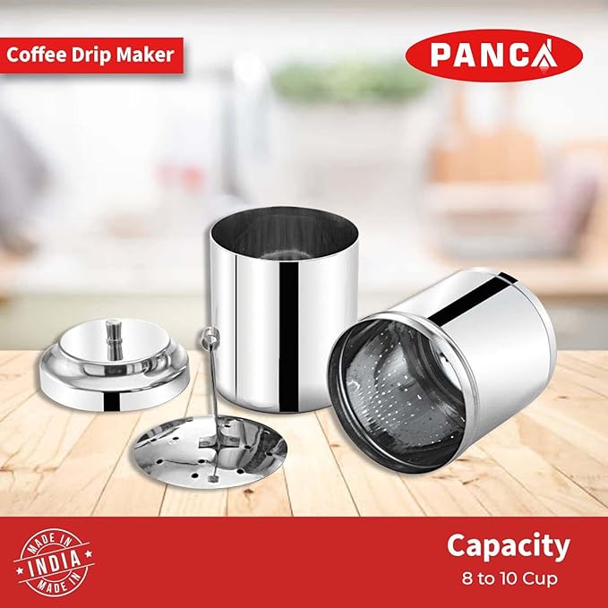 Stainless Steel South Indian Filter Coffee Maker | Traditional Drip Coffee Decoction Maker for Hot &amp Cold Coffee (600ML)