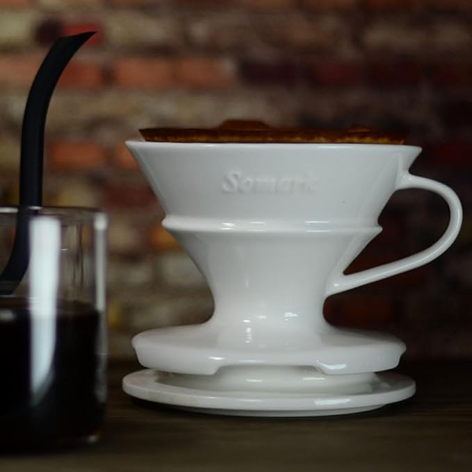 Pour over Coffee Dripper Set V Shape Size 2 Fine Ceramic Dripper + Drip Tray