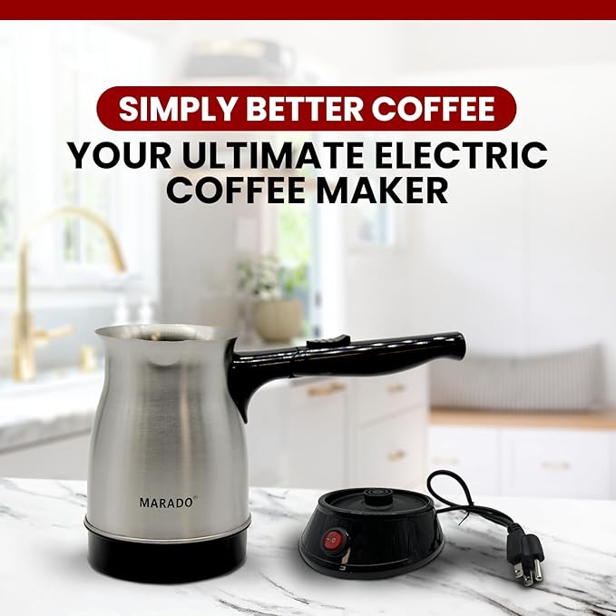 MARADO — Arabic/Turkish Foldable/Portable — Electric Coffee pot — Stainless Steel — up to 5 cups