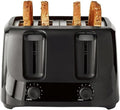 4-Slise Toaster with 6 Shade Settings – Black Stainless Steel Bread Toaster with Removable Crumb Tray Auto-Centering Guides Wide Slots for Even Toasting
