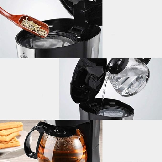 Coffee Machine Coffee MachineCompact Coffee MachineStainless Steel Filter Coffee Maker with 7 Minute Brew TimeReusableWashable FilterndashBlackCompatible with Espresso Cooker