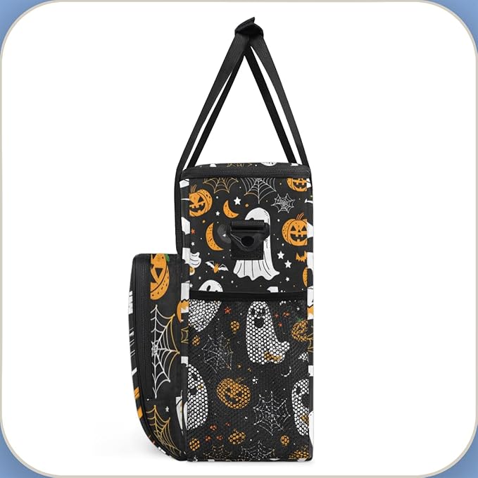 Bats Pumpkins Ghosts Coffee Maker Carrying Bag Portable Travel Storage Tote Bag Compatible with K-Mini or K-Mini Plus Single Serve Coffee Brewer Carrying Case with Multiple Pockets &amp Shoulder St