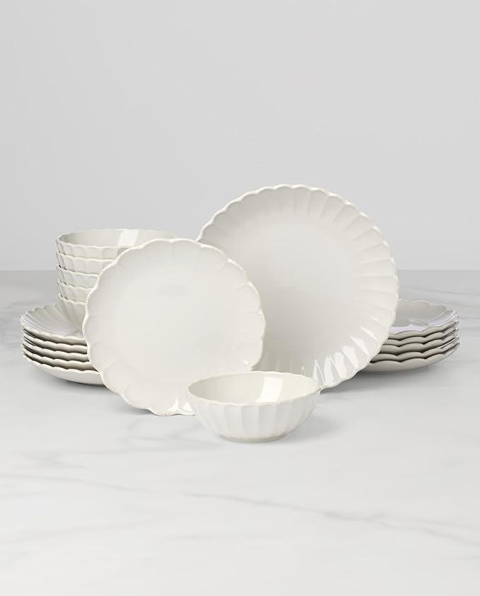 Lenox 899197 French Perle Scallop White 18-Piece Dinnerware Set Service For 6