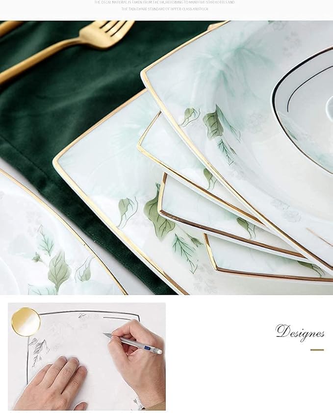 Dinnerware Set Nordic Light Luxury Phnom Penh Stock Pot/Plate Ceramics Plates and Bowls Sets for Restaurant and Wedding Gifts/Bone China Dinner SetG
