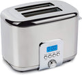 All-Clad Electrics Stainless Steel Toaster 2 -lice LED display Removable crumb try 6-Browing levels Wide and self-centering slots Waffles Bagels Bread 12.91D x 5.29W x 8.98H Silver