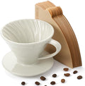 V 60 Ceramic Pour Over Coffee Dripper Reusable Porcelain Portable Pour Over Coffee Maker With 50 V-shaped coffee filtering paper