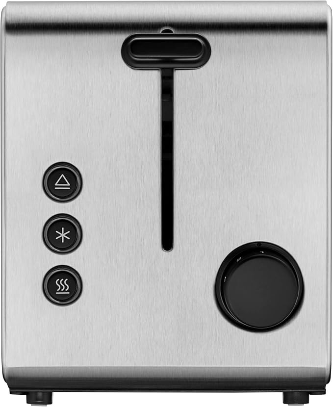WMF Stelio Two Slice Toaster Stainless Steel Double Slot Toaster with Roll Attachment Bagel Function 7 Browning Levels 900 W Stainless Steel Mat