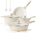 SENSARTE Nonstick Ceramic Cookware Set Large-Size 13-Piece Healthy Pots and Pans Set Non-toxic Kitchen Cooking Set with Stay-Cool Handles PFAS and PFOA Free Cream White