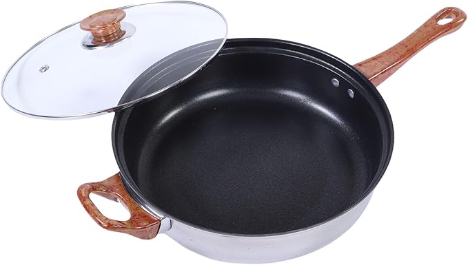 Yosoo 3 Stainless Steel Pots Set Imitation Wood Handles Cookware Kitchen Supplies for Induction Cooktops and Gas Stoves
