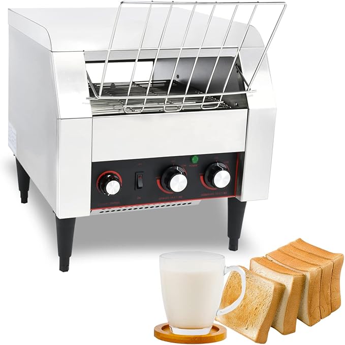 Commercial Conveyor Toaster2240W/300Slices/Hour7 Speed Control/3 Toaster Mode OptionsCountertop Industrial ToastersElectric Restaurant Toaster for Bread Bun Bagel Food Baked