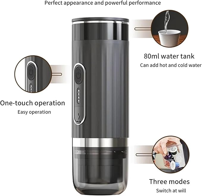 Portable Coffee Machine Wireless Portable Espresso Machine Coffee Pot Rechargeable Heating Espresso Extraction Coffee Maker for Travel Offifor Outdoor Travel Picnic