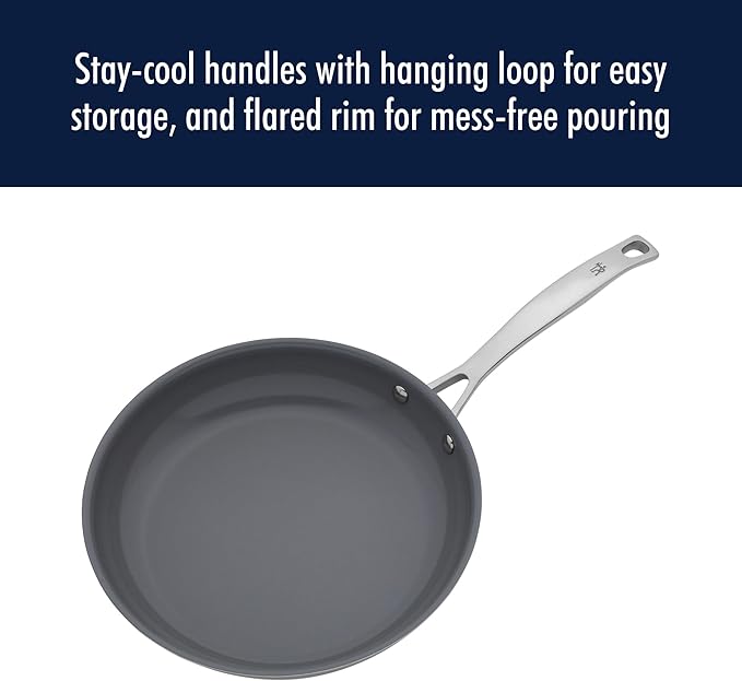HENCKELS Clad H3 10-pc Induction Ceramic Nonstick Pot and Pan Set Stainless Steel Durable and Easy to clean