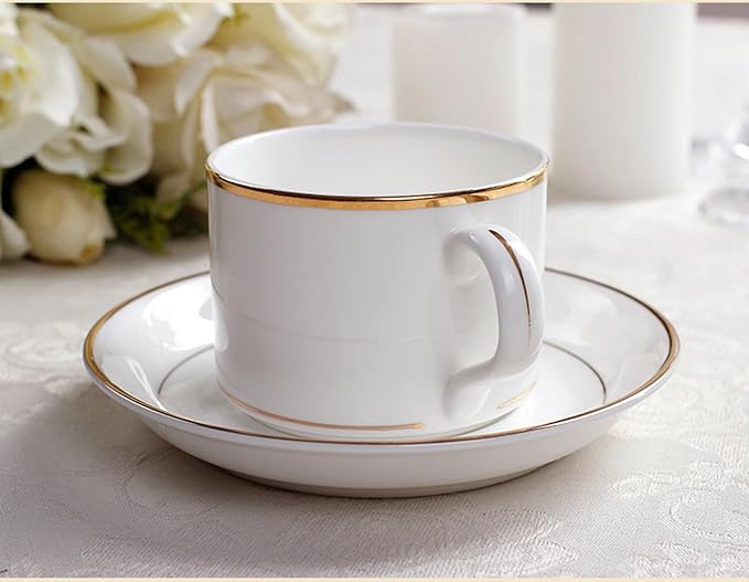 European Style Dinnerware Set Service for 2 Bone China Dinnerware Sets Unbreakable Porcelain Dinner Sets Coffee Cup and Saucer Tableware Set Steak Dinner Plates Dish Se pure white