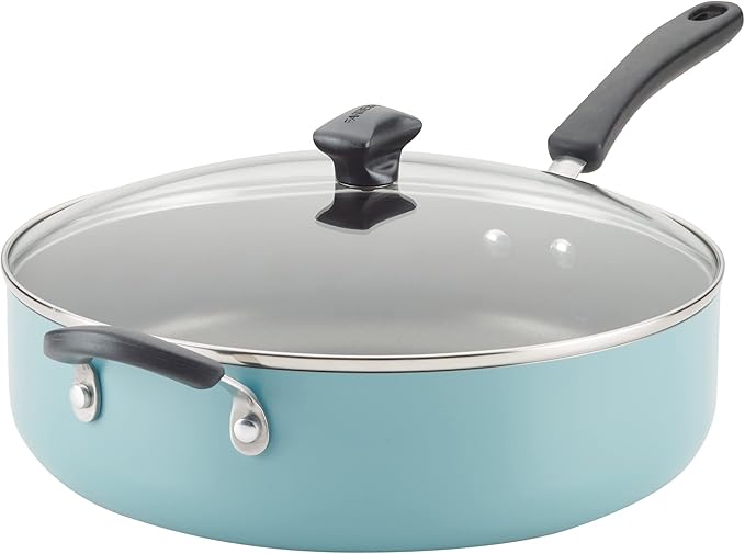Farberware Cookstart DiamondMax Nonstick Jumbo Cooker with Lid and Helper Handle Dishwasher Safe 6 Quart - Aqua