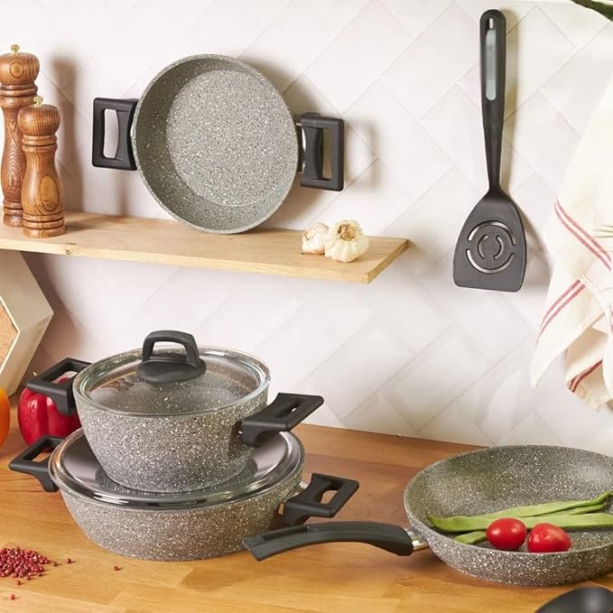 Cooking Pot Frying pan8 Parts Cookware Set Plated Fireproof Non-Stick Anti-Scratch vision