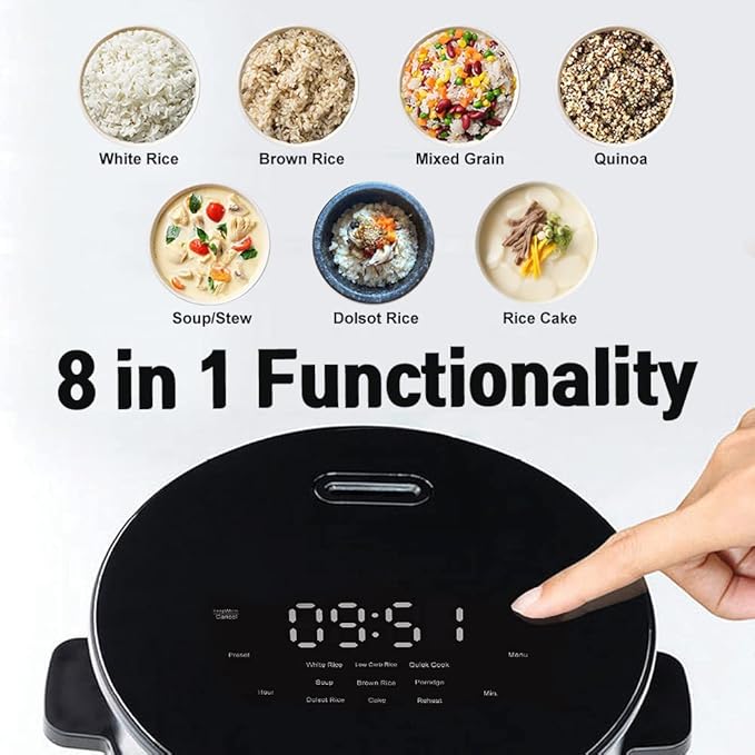 Banu Mini Low Carb Rice Cooker Japanese Low Carb Rice Cooker 3 Cups (white rice) 1 Cup (Low carb rice) Uncooked with Stainless Steel Steamer Rice Maker Low Sugar Rice Function 24H Delay Timer &amp