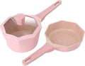 Soup Pot Non-Stick Cookware Set Pots and Pans Set for Cooking Ceramic Coating Saucepan Stock Pot with Lid Frying Pan Pink/Blue (1 One Size)