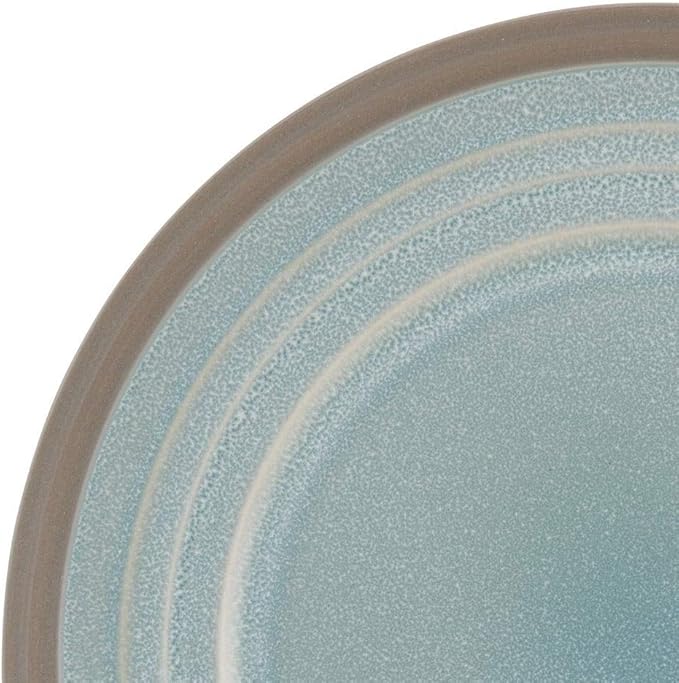 16 Piece Mid-Century Modern Durable Stoneware Dinnerware Set Casual Microwave &amp Dishwasher Safe Colorful Brown Blue Dinnerware Sets for 4 Round Dinner &amp Salad Plates Bowls and Mugs