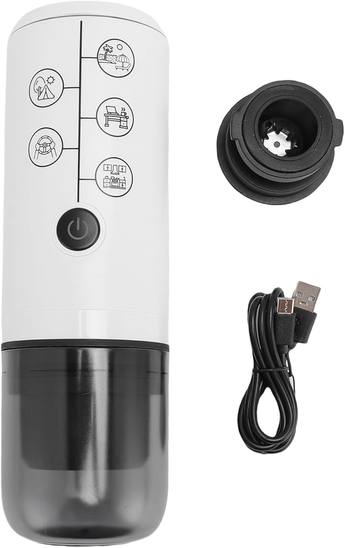 ciciglow Portable Coffee Machine Travel Cordless Automatic Coffee Maker with Capsule Compatible with Ground and Capsule for Outdoor Office Car 17 Bar Pressure System