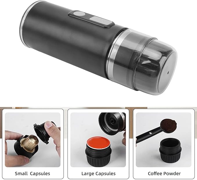 TsoLay Portable Coffee Machine 1800mAh Mini Camping Coffee Maker Type C Rechargeable 2-in-1 Fast Extraction and 100ml Water Tank Lightweight for Office Camping Hiking Home