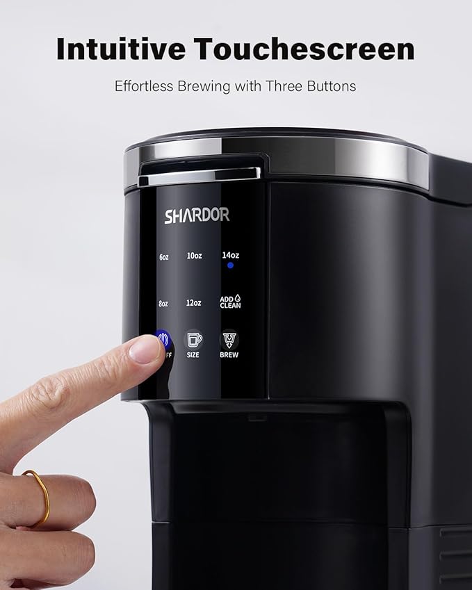 SHARDOR 3 in 1 Single Serve Coffee Maker for K Cup &amp Ground Coffee &amp Teas Pod Coffee machine 6–14oz Brew Sizes 40oz Detachable Water Reservoir Descale Settings Black
