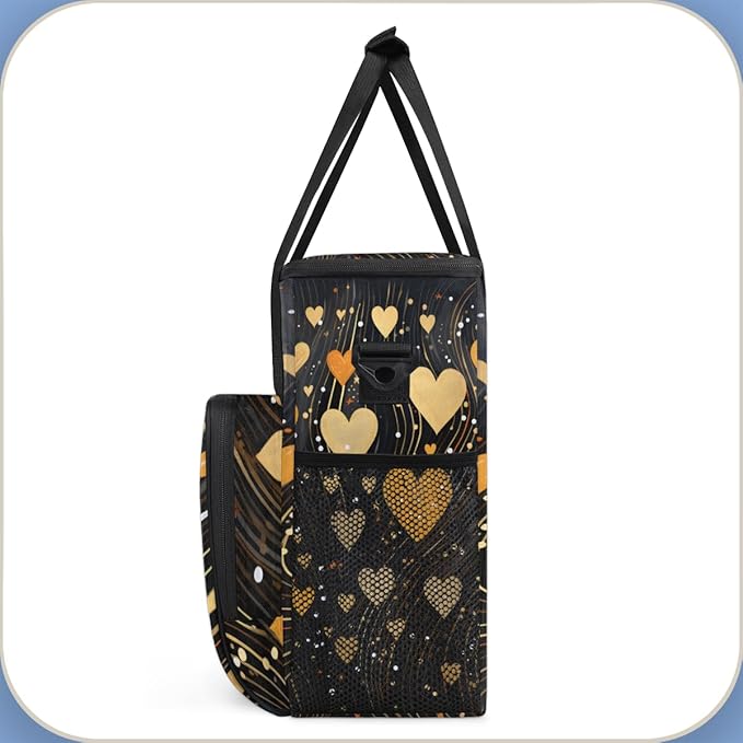 Gold Heart Coffee Maker Carrying Bag Portable Travel Storage Tote Bag Compatible with K-Mini or K-Mini Plus Single Serve Coffee Brewer Carrying Case with Multiple Pockets &amp Shoulder Strap