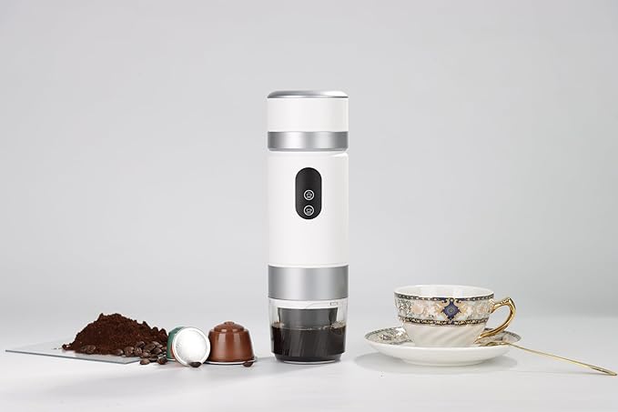 Portable Coffee Maker KF-JN-03 with Digital Display &amp 20 BAR Pressure – Hot &amp Cold Brew Compatible with Coffee Grounds and Capsules Compact Single-Serve Design with Transparent Cup &amp 60m