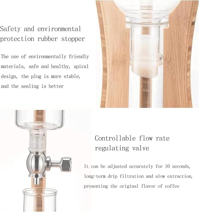 WIKINK Cold Brew Drip Tower 500ml Cold Brew Drip Coffee Maker with Adjustable Dripper Detachable Glass Cold Brew Maker with Slow Drip Technology for Cafe Home Kitchen