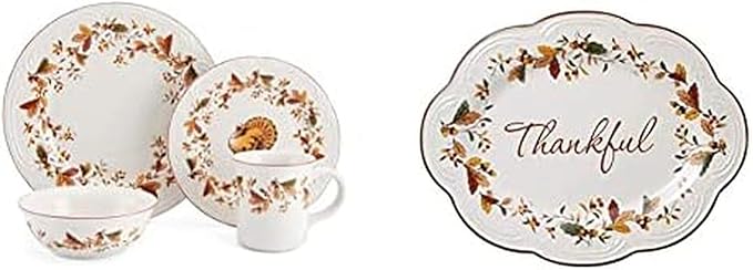 Pfaltzgraff Autumn Berry 16 Piece Dinnerware Set Service for 4 Multi Colored &amp Autumn Berry Small Oval Platter