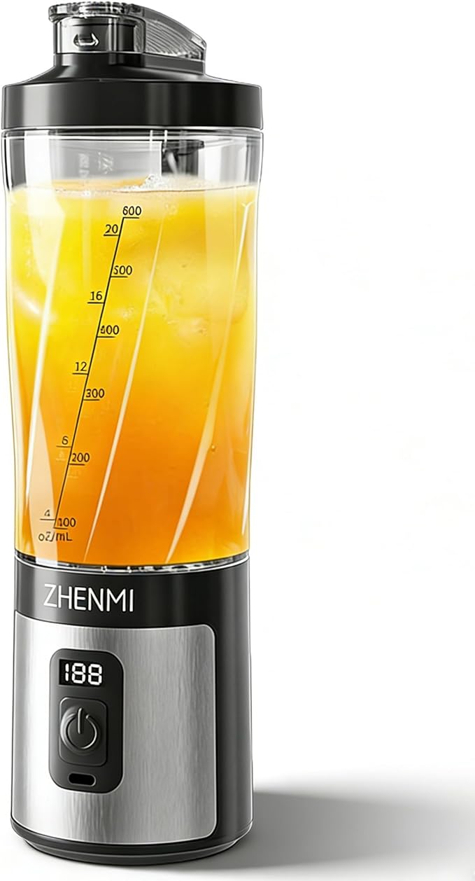 Portable Blender 20OZ Personal Smoothie &amp Shake Blender Leakproof Lid with Sip Spout USB-C Rechargeable Detachable &amp Easy-to-Clean black