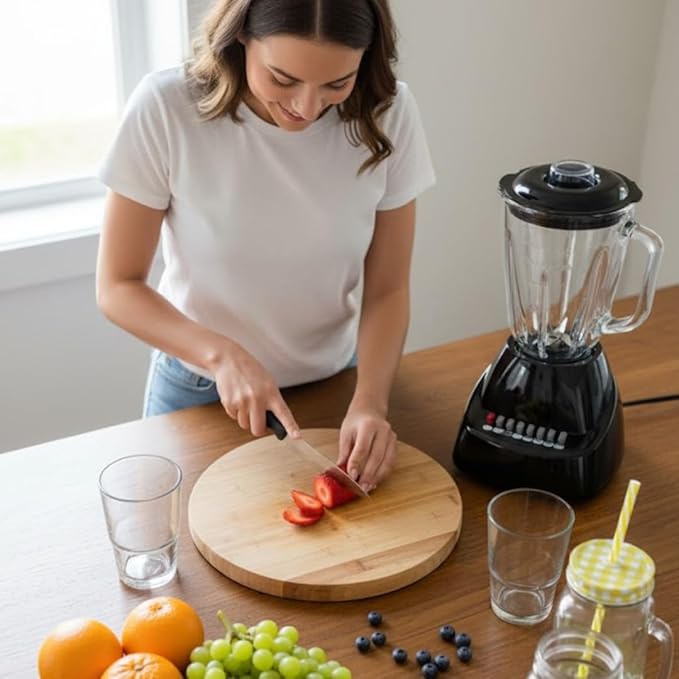 Alpine Cuisine 10-Speed Blender with 50oz Glass Jar 450W High-Power Kitchen Countertop Mixer for Smoothies Shakes Crushing Ice and Pureeing Stainless Steel Blades Pulse Function Black