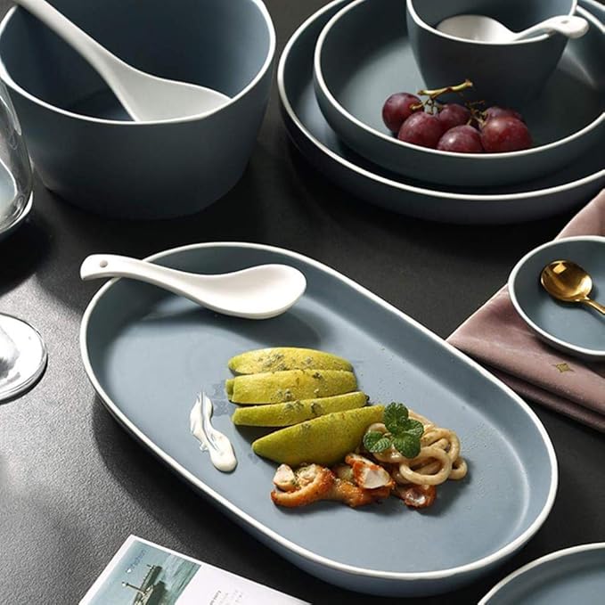 Modern Matte Glaze Porcelain Dinnerware Sets Ceramic Dinner Plates Dessert Plates Cereals Bowls for Daily Life Family Party and Restaurant Service for 8Service for 4(19pcs)