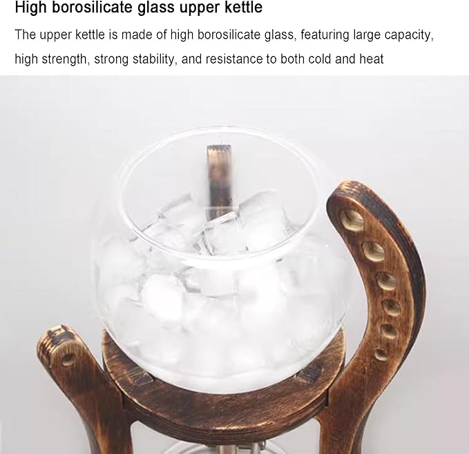 Cold Brew Coffee Tower Ice Drip Coffee Machine with Slow Drip Technology Wood Straight Frame 800ml Large Capacity - Makes 4-6 Cups for Bars Clubs Parties