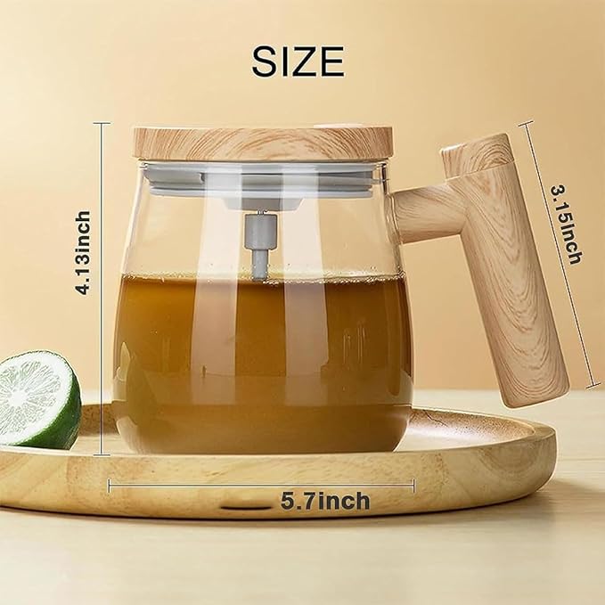 Electric High Speed Mixing Cup 13.5oz 7000 RPM Self Stirring Coffee Mug Heat-Protection Glass Coffee Blender with Lid 45 dB for Office/Travel/Home (Multicolor x 2)