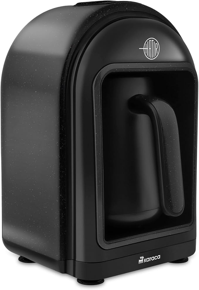 KARACA Hatır Turkish Coffee Maker 5 Cups Electric Turkish Coffee Machine with Ember Mode Automatic Temperature Control Overflow Protection Audible &amp Visual Alerts Shiny Black