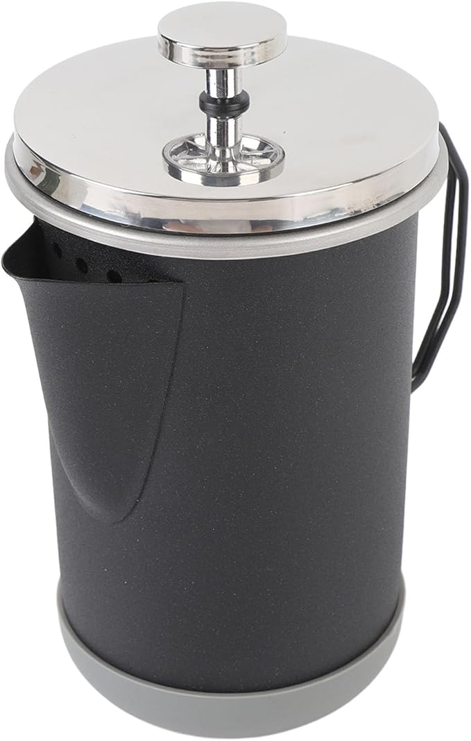 Stylish 304 Stainless Steel French Press Coffee Maker 1000ml Portable Hand Brewed Coffee Press Pot for Camping Simple Maintenance and Versatile Use (Black)