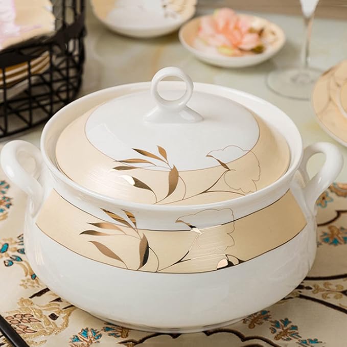 Bone China Dinner Sets Creative Relief Phnom Penh Combination Ceramic Tableware Suit Suitable for Gifts Wedding Hotel 58 Piece