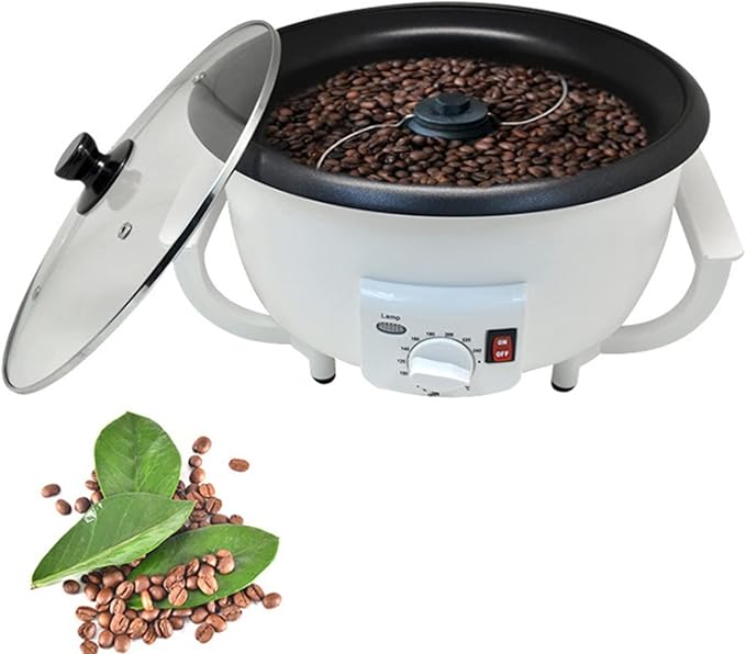 Electric Coffee Roaster Machine Household Coffee Bean Roaster Non-Stick Pot 0-240℃ Temperature Adjustment Grain Drying