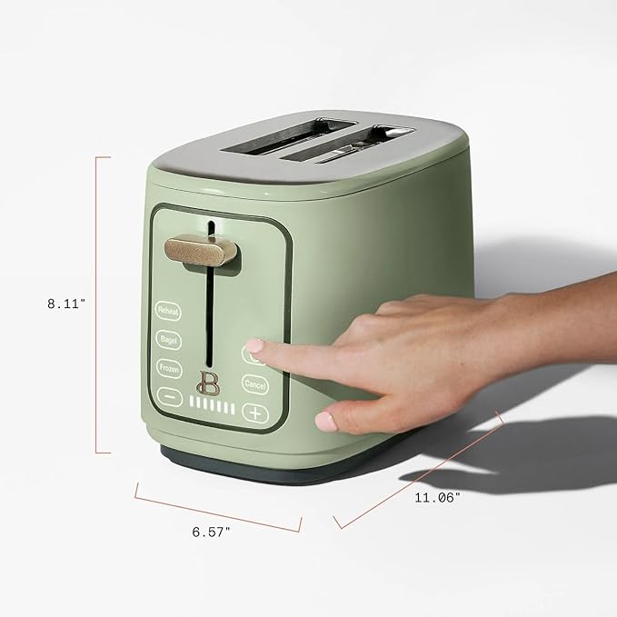 Smart Kitchen Toaster with Touch Interface and Preset Modes Advanced Two-Slice Toaster with Wide Slots and 7 Browning Levels (Sage Green)