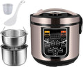 Low-Sugar Rice Cooker Household 304 Stainless Steel Inner 24H Reservation Rice Soup Separation Rice Cooker for 2-7 People (5L) ()