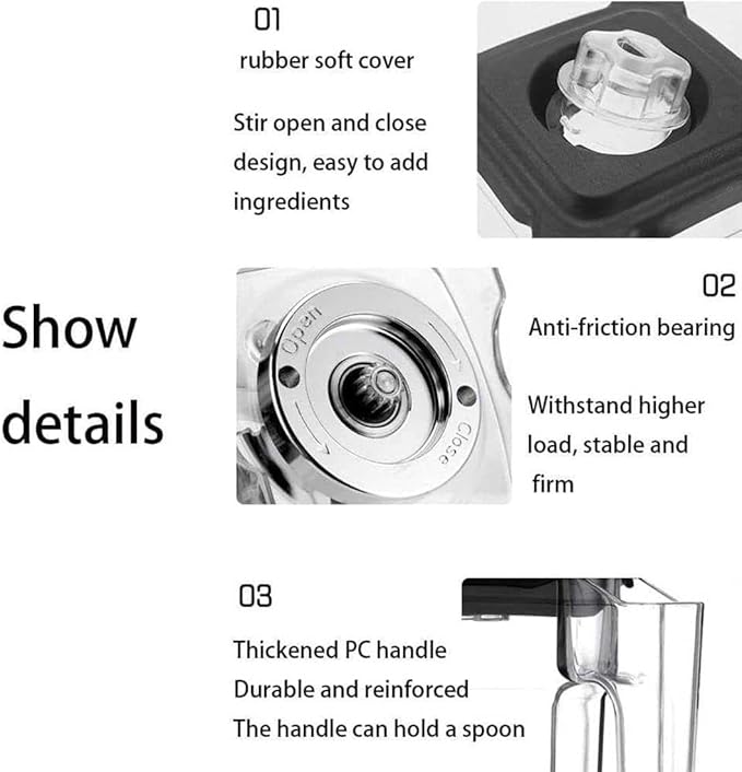 Blender Smoothie Maker 2L Commercial Mixer Milkshake Smoothie Blender Machine for Shakes and Smoothies Heavy Duty 2200W Stainless Steel Blade with Quiet Shield Sound Enclosure 5 Presets