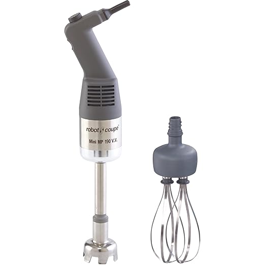 Robot Coupe MMP190COMBI Variable-Speed Mini Power Mixer Immersion Blender with 8-Inch Arm/Shaft and 7-Inch Whisk 120-Volts Grey