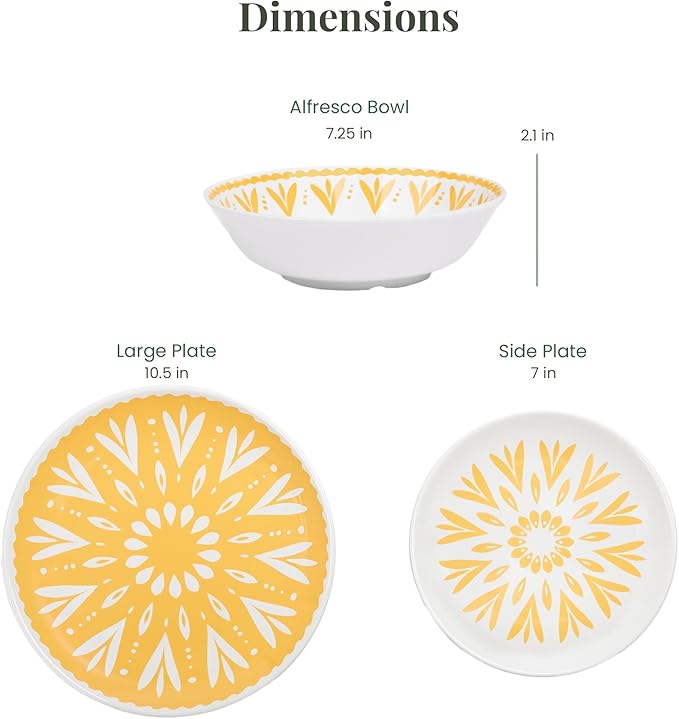 Larder &amp Vine 12-Piece Melamine Dinnerware Set: Durable Lightweight Break-Resistant Plates &amp Bowls – Stylish Non-Toxic Dishwasher Safe – Ideal for Everyday Use Indoor &amp Outdoor Dining