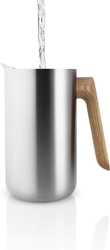 Eva Solo | Nordic Kitchen French Press Coffee Maker 34 oz | Thermo cafetiére Stainless Steel Vacuum Jug with a Oak Wood Handle | Danish Design Functionality &amp Quality | Silver